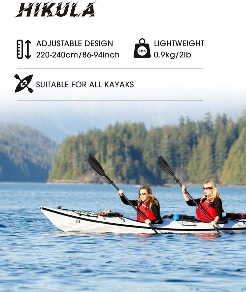 HIKULA Kayak Paddles Aluminum Shaft Paddle with Nylon Blades, Floating Adjustable Kayaking Oars, 3 Piece, 220-240cm/86-94 Inches,Black/Rose/Teal - Image 4